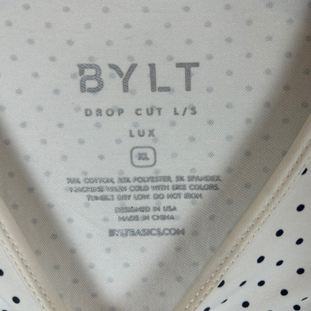 BYLT Basics Drop Cut LUX Long Sleeve Crew Neck Polka Dot Mens XL Shirt - Picture 3 of 9